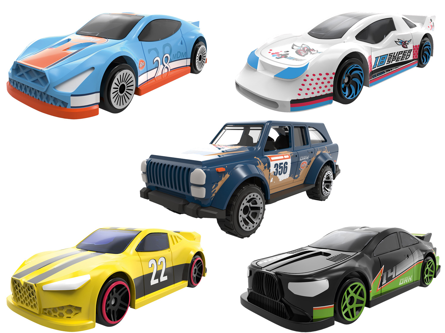 Playtive Sada autíček 1:64, 5dílná (Race Cars)