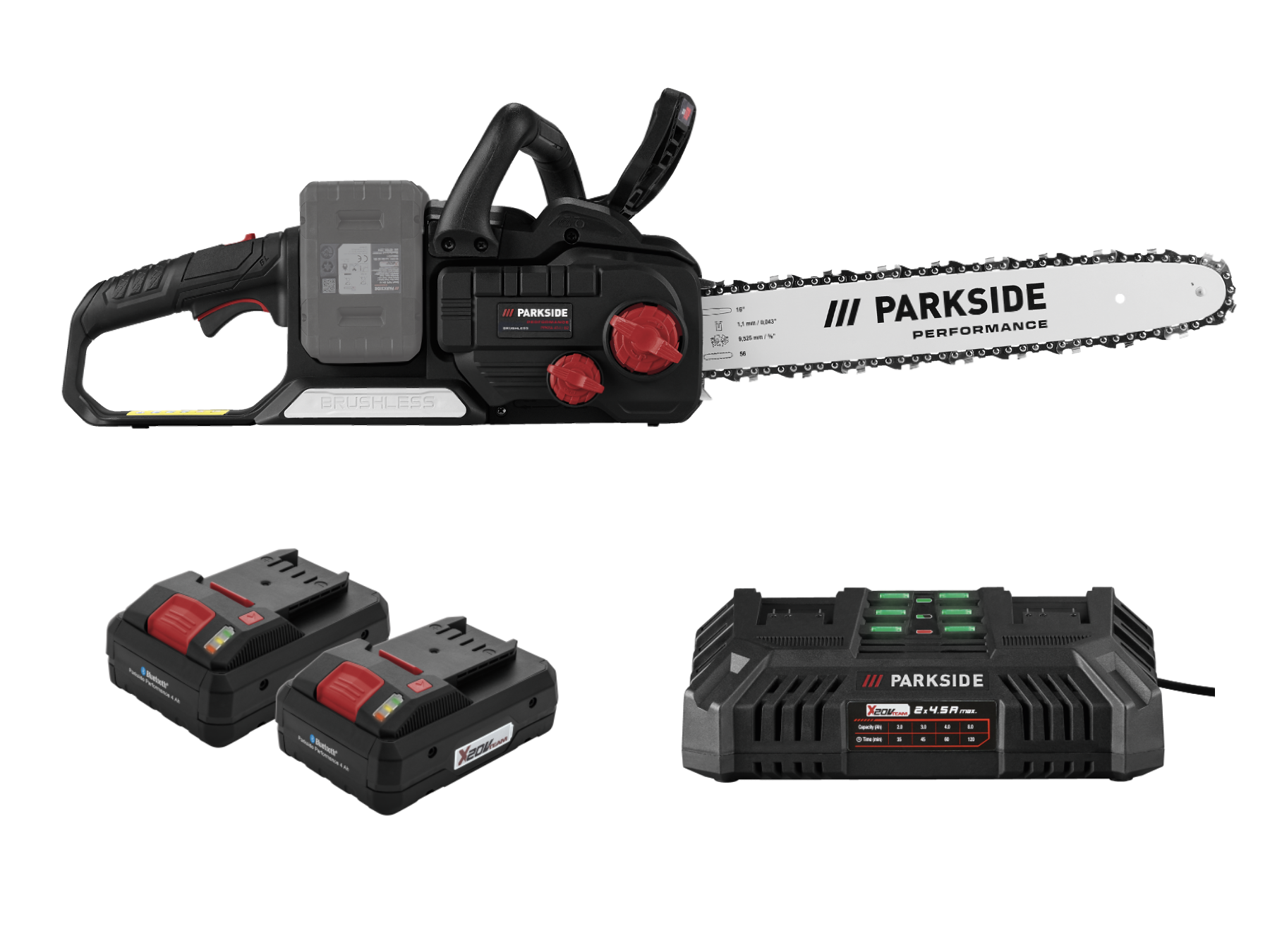 PARKSIDE PERFORMANCE® Aku řetězová pila PPKSA 40-Li B2, 2x Smart 4 Ah